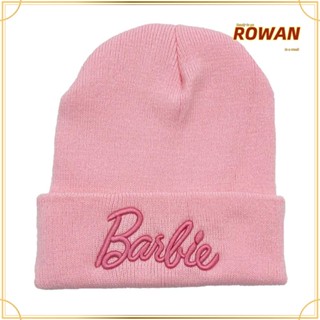 Rowans หมวกถัก ผ้าวูล ปักลายแมว สีชมพู ให้ความอบอุ่น แบบสวมหัว ของขวัญ สําหรับผู้ชาย