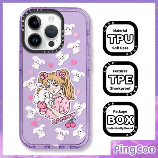 Pingcoo - เข้ากันได้สำหรับ เคส iphone 11 เคสไอโฟน เคสไอโฟน11 เคสนิ่มเคสใสหนากันกระแทกกรอบป้องกันกล้องสีม่วงขอบสีชมพู Pretty Girl เข้ากันได้กับ iPhone 13 12 11 Pro Max XR XS MAX 7 8Plus