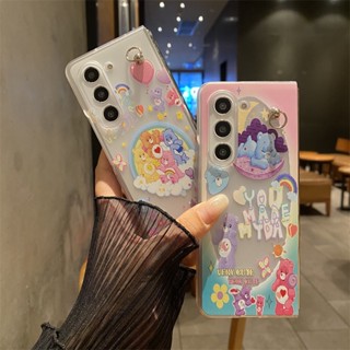 เคสโทรศัพท์มือถือ PC แข็ง กันกระแทก ลายการ์ตูนหมี สีรุ้ง สําหรับ Samsung galaxy z FOLD5 fold 4 3 2 galaxy z Flip5 flip4 flip 3 2