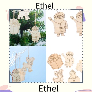 Ethel1 จี้ไม้แขวน รูปซานตาคลอส กวางเอลก์ คริสต์มาส DIY 2 ชิ้น