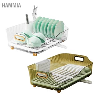 HAMMIA ราวตากจานพลาสติก Visualize Diversion Effluent Dish Rack สำหรับตะเกียบ ชาม จาน ช้อน