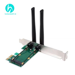 การ์ดไร้สาย WiFi Mini PCI-E Express เป็นอะแดปเตอร์ PCI-E พร้อมเสาอากาศภายนอก 2 เสา สําหรับ PC