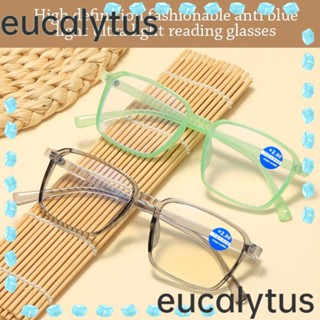 Eucalytus1 แว่นตาอ่านหนังสือ ป้องกันแสงสีฟ้า TR90 ทรงสี่เหลี่ยม สไตล์วินเทจ สําหรับผู้ชาย ผู้หญิง