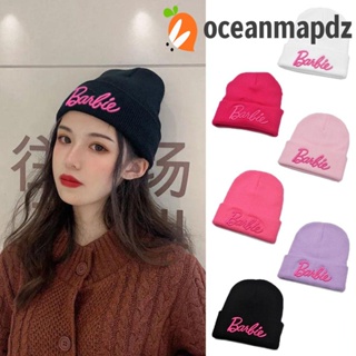 Oceanmapdz หมวกบีนนี่ ผ้าถัก ลายกะโหลก สีชมพู เข้ากับทุกการแต่งกาย สไตล์สตรีท สําหรับตุ๊กตาบาร์บี้