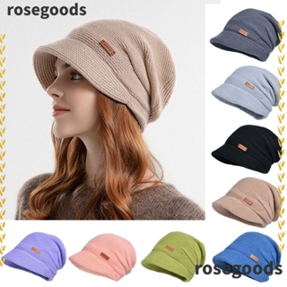 Rosegoods1 หมวกบีนนี่ ผ้ากํามะหยี่ขนนิ่ม หนา กันลม ให้ความอบอุ่น สําหรับผู้หญิง