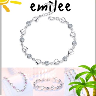 EMILEE สร้อยข้อมือ รูปหัวใจ ปรับได้ แวววาว สําหรับเด็กผู้หญิง