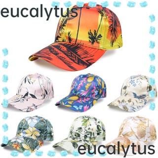 Eucalytus1 หมวกเบสบอล กันแดด ป้องกันรังสียูวี พิมพ์ลายดอกไม้ สไตล์สปอร์ต