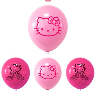 ชุดลูกโป่งยาง ลายการ์ตูน Hello Kitty สีชมพู 12 นิ้ว สําหรับตกแต่งงานปาร์ตี้วันเกิด งานแต่งงาน 10 ชิ้น [ZXL]