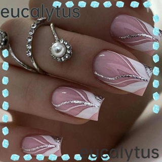 Eucalytus1 เล็บปลอม ถอดออกได้ ลายหัวใจ สีม่วง DIY 24 ชิ้น