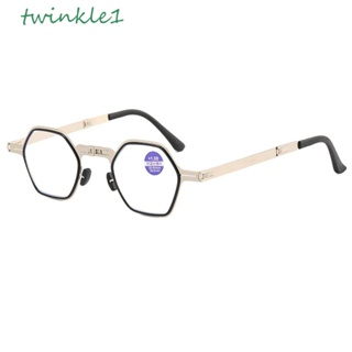 Twinkle1 แว่นตาสายตายาว กรอบเรซิ่น หลายเหลี่ยม พร้อมกล่อง สําหรับอ่านหนังสือ