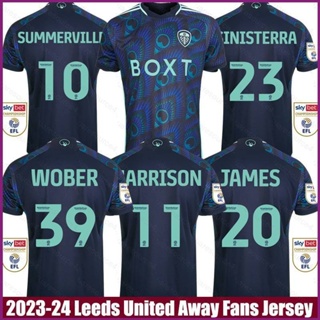 เสื้อกีฬาแขนสั้น ลายทีมชาติฟุตบอล Leeds Away Jay 2023-2024 Sinisterra Harrison James Summerville Wober พลัสไซซ์