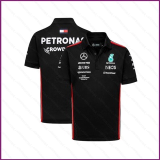 Jay 2023 Mercedes AMG F1 เสื้อยืดโปโล แขนสั้น สีดํา พลัสไซซ์ สําหรับผู้ชาย และผู้หญิง