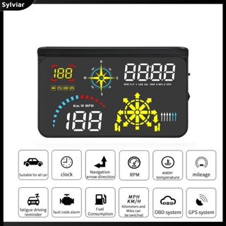 [sylviar] Q10 กระจกหน้ารถยนต์ Obd2 Gps Hud โปรเจคเตอร์วัดความเร็วน้ํามันเชื้อเพลิง แบบพกพา