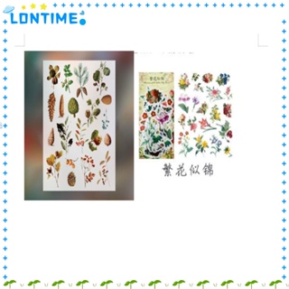 Lontime สติกเกอร์กระดาษวาชิ ลายดอกไม้ หลากสี สไตล์วินเทจ สําหรับตกแต่ง PET DIY 200 ชิ้น