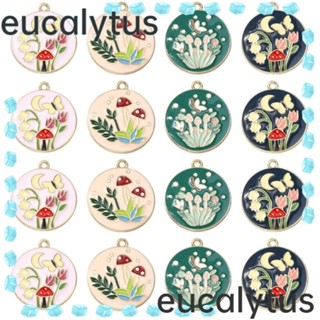 Eucalytus1 สร้อยข้อมือ จี้รูปเห็ด ดอกไม้ ผีเสื้อ ทรงกลม แบน 4 แบบ 25*28 มม. คละสี