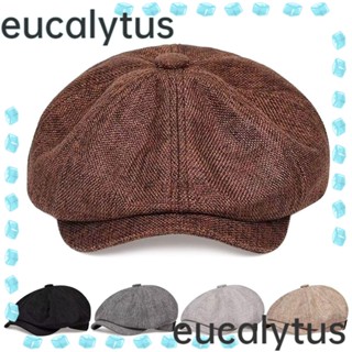 Eucalytus1 หมวกเบเร่ต์ ทรงแปดเหลี่ยม สไตล์เรโทร แฟชั่นสําหรับผู้ชาย