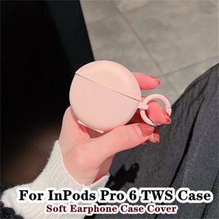 【Ĕĕ】เคสหูฟัง แบบนิ่ม สีพื้น สีชมพู และสีฟ้า สําหรับ InPods Pro 6 TWS Pro6