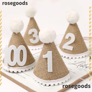 Rosegoods1 หมวกอาบน้ําเด็ก ผ้าสักหลาด ยืดหยุ่น สีกากี 1st 2th 3th Years 2 ชิ้น