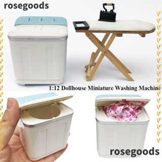 Rosegoods1 โมเดลเครื่องซักผ้า ขนาดมินิ 6*4.5*7.5 ซม. สําหรับตกแต่งบ้านตุ๊กตา 1:12