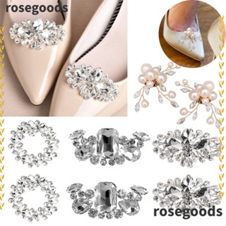 Rosegoods1 จี้หัวเข็มขัด ประดับไข่มุก แวววาว สําหรับตกแต่งรองเท้าผู้หญิง งานแต่งงาน 2 ชิ้น