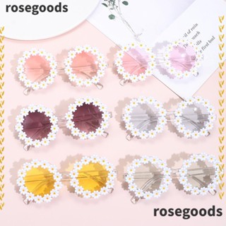 Rosegoods1 แว่นกันแดด กรอบกลม ลายดอกเดซี่ สําหรับผู้หญิง ผู้ใหญ่ เทศกาลดิสโก้