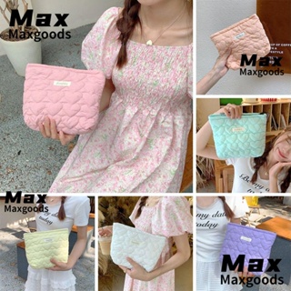 Maxg กระเป๋าเครื่องสําอาง ผ้าฝ้าย แต่งซิป ขนาดใหญ่ จุของได้เยอะ สีพื้น แฟชั่นสําหรับผู้หญิง