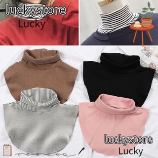 Lucky ผ้าพันคอคอเต่า สีพื้น ถอดออกได้ กันลม