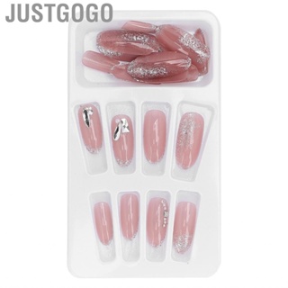 Justgogo 24pcs Press On Fake Nails Tips Artificial Full Cover Coffin False Tip