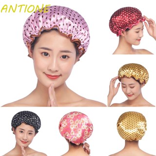 Antione หมวกคลุมผมอาบน้ํา สองชั้น กันน้ํา สีสันสดใส สําหรับผู้ใหญ่ ผู้หญิง