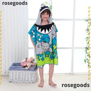 Rosegoods1 เสื้อคลุม ผ้าขนหนู ไมโครไฟเบอร์ สําหรับเด็กผู้ชาย เด็กผู้หญิง มีฮู้ด ผ้าขนหนู เสื้อปอนโช