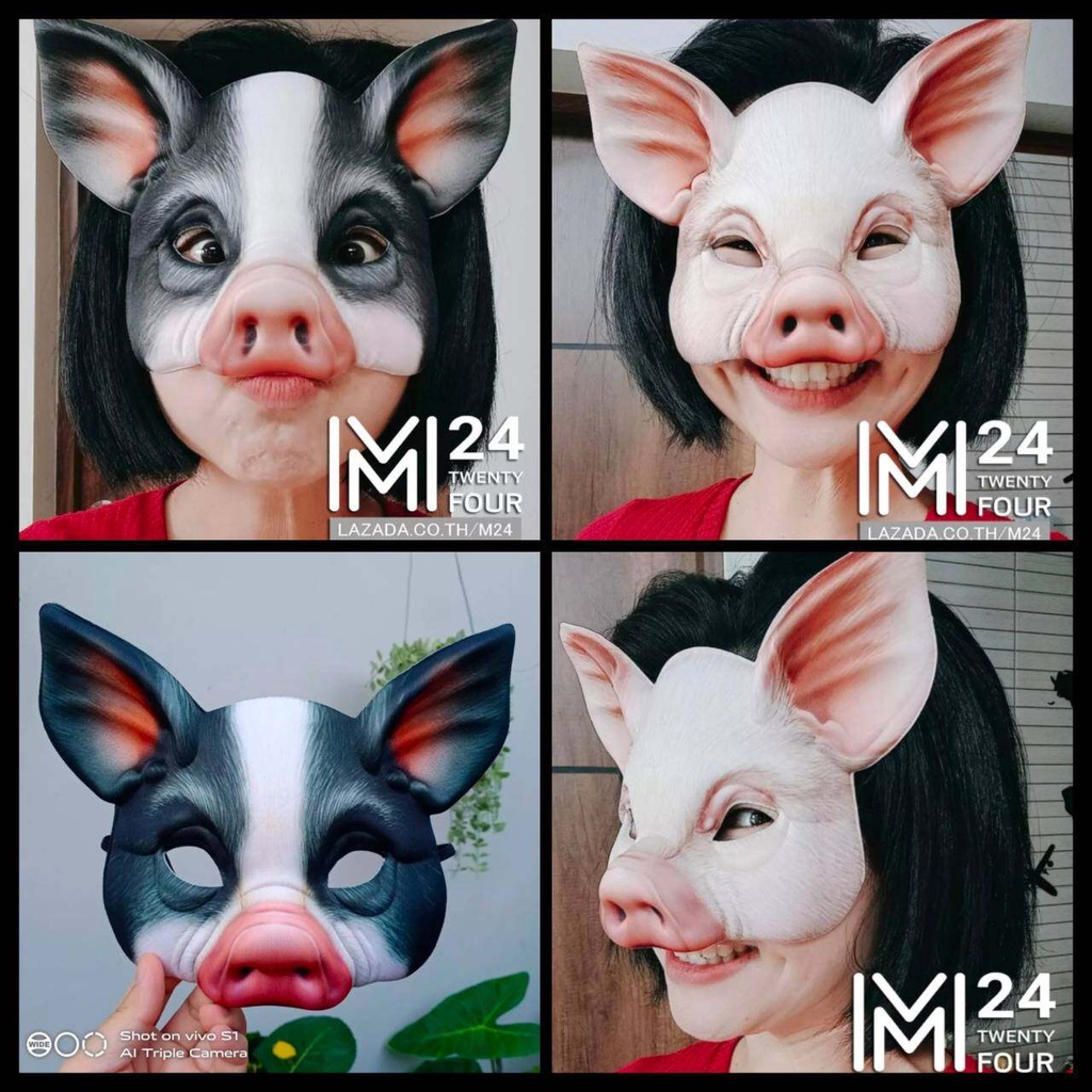 (1 อัน) หน้ากากหมู หน้ากากรูปสัตว์ การแสดง ปาร์ตี้ แฟนซี pig fanch mask m24