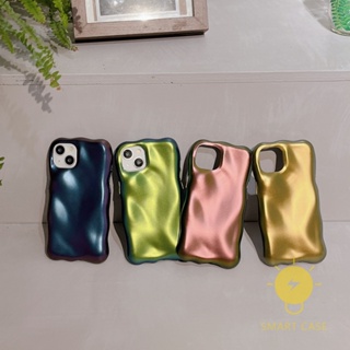 For เคสไอโฟน 14 Pro Max [Shining 3D Wave Shape] เคส Phone Case For iPhone 14 Pro Max Plus 13 12 11 For เคสไอโฟน11 Ins Korean Style Retro Classic Couple Shockproof Protective TPU Cover Shell