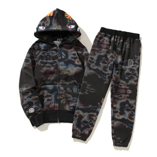 Bape เสื้อแจ็กเก็ต เสื้อคาร์ดิแกน มีฮู้ด ลายฉลาม 3XL สําหรับ 100 กก.