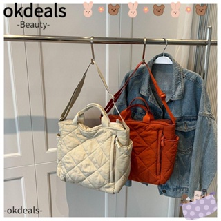 Okdeals กระเป๋าสะพายไหล่ ผ้าฝ้าย ขนาดใหญ่ จุของได้เยอะ แฟชั่นสําหรับสตรี