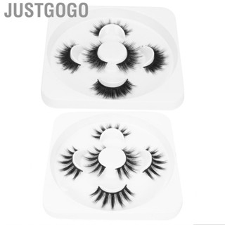 Justgogo 3 Pairs Long Thick Curly  Three-Dimensional Makeup Lashes S