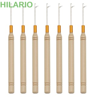 Hilario เข็มตะขอโลหะ ด้ามจับไม้ สําหรับถักโครเชต์ DIY 3 ชิ้น ต่อชุด