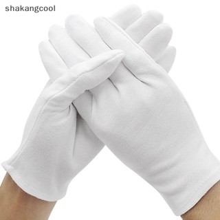 Shakangcool ถุงมือผ้าฝ้าย แบบเต็มนิ้ว สีขาว ดูดซับเหงื่อ สําหรับคนขับ เครื่องประดับ 1 คู่ SGL