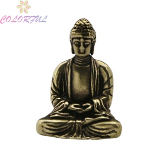 【COLORFUL】Pure Brass Pocket Table Decor Ornament Chinese Buddha Statue Retro Design 3*24CM