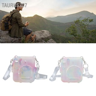 Taurus307 เคสป้องกันกล้องพร้อมสายคล้องแบบถอดได้และกระเป๋าใส่รูปถ่ายด้านหลังสำหรับ Fuji Instax Mini 12