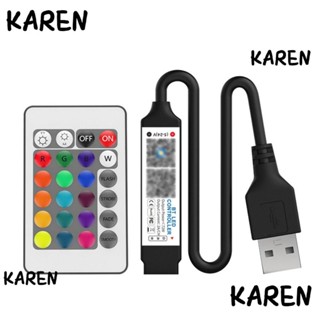 Karen ตัวควบคุมบลูทูธ APP ควบคุมเพลง รีโมตคอนโทรล RF เพลง แถบไฟ LED ตัวควบคุม USB 5V ปรับความสว่างได้ หรี่ไฟได้ สําหรับเทปไฟ