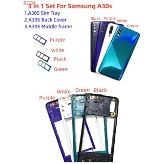 อะไหล่ 3 in 1 สําหรับ samsung Galaxy A30S A307 กรอบกลาง + ฝาครอบด้านหลัง พร้อมเลนส์ พร้อมถาดซิม