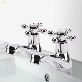 【VARSTR】Water Tap Stainless Steel 2PCS Alloy Bathroom Double Basin Electroplated