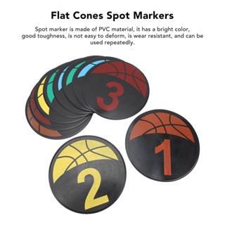 GARDEN LIVE Flat Cones Spot Markers Numbered Floor Set Soccer Basketball Sports Speed ​​Agility Training Numbers 1-10