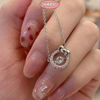 HAPY HelloKitty สร้อยคอผู้หญิง Flash Rhinestone โบว์ Hello Kitty จี้ของขวัญสำหรับแฟนเพื่อนสนิทสร้อยคอสร้อยข้อมือ