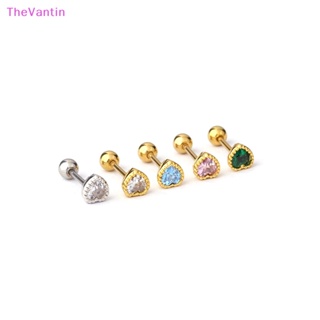 Thevantin ต่างหูสตั๊ด สเตนเลส แบบบาง จี้รูปหัวใจ ประดับเพทาย เครื่องประดับแฟชั่นสตรี 2023 1 ชิ้น