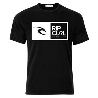 [S-5XL] เสื้อยืดคอกลม เสื้อเชิ้ตแขนสั้น เสื้อยืด ผ้าฝ้าย พิมพ์ลายโลโก้ RIP CURL Big Logo Baju Hitam Putih สําหรับผู้ชาย