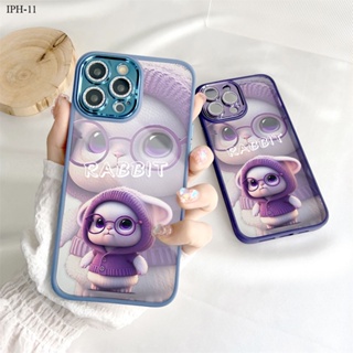 Compatible With iPhone 11 8 7 X XS XR Max SE Pro Plus + 2022 2020 เคสไอโฟน สำหรับ Case Cartoon Purple Rabbit Glitter Lens เคส เคสโทรศัพท์ เคสมือถือ Full Cover Phone Cases Hard Casing