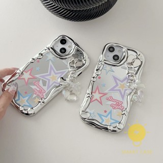 For เคสไอโฟน 14 Pro Max [Ins Style Star Chain Heart] เคส Phone Case For iPhone 14 Pro Max Plus 13 12 Mini 11 For เคสไอโฟน11 Ins Korean Style Retro Classic Couple Shockproof Protective TPU Cover Shell