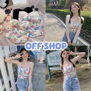 OFF SHOP พร้อมส่ง (OFF-D22New) เสื้อเกาะอก รัดรูปลายดอกไม้มีฟองน้ำ สม๊อคหลังยืดนิดหน่อย น่ารักมากมี4สี