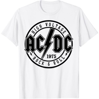 เสื้อยืดแขนสั้นแขนสั้นโอเวอร์ไซส์เสื้อยืด พิมพ์ลาย Acdc Rock &amp; RollS-4XLS-5XL